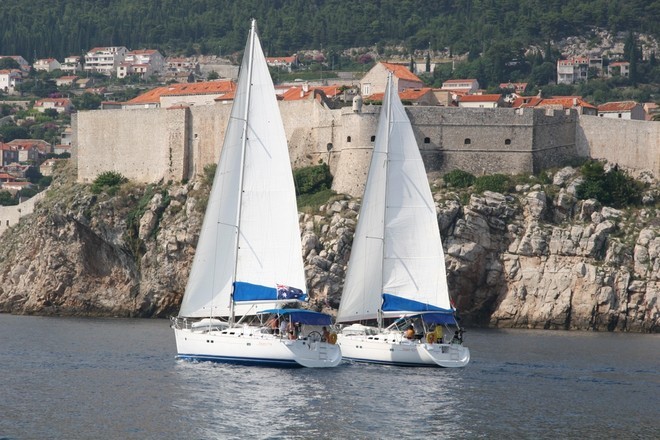 Yachts sailing in front of the old city walls Dubrovnik Croatia -  © Maggie Joyce - Mariner Boating Holidays http://www.marinerboating.com.au